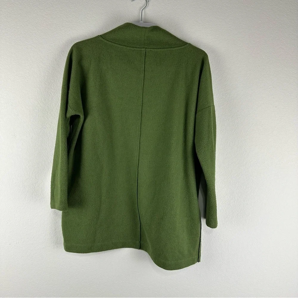 Anthropologie Green Theresa Mock Neck 3/4 Sleeves Tunic Top Sweater Size Small
